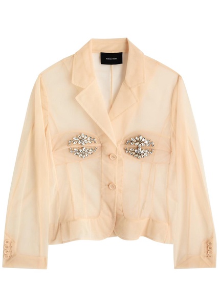 Crystal-embellished mesh jacket 