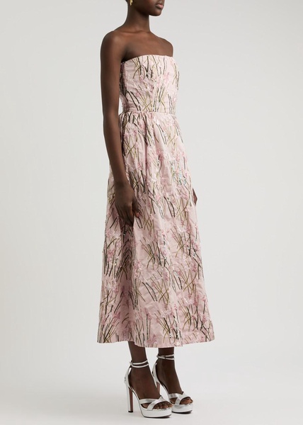 Dette strapless floral-embroidered taffeta midi dress