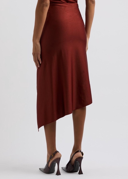 Floral-appliqué satin-jersey midi skirt