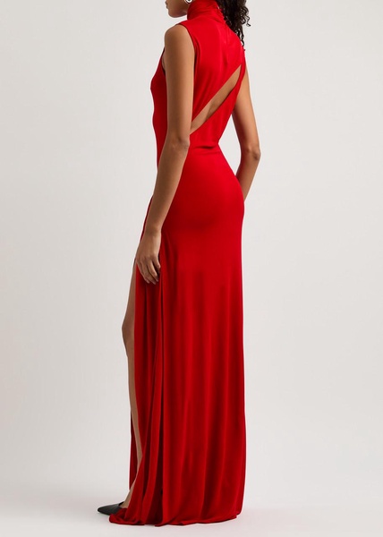 Draped cut-out stretch-jersey gown