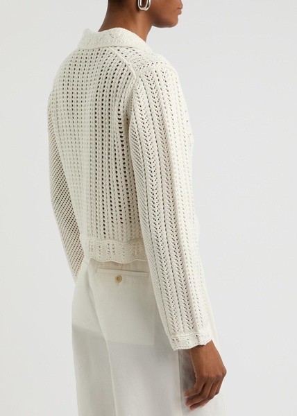 Kamie open-knit cotton polo jumper 