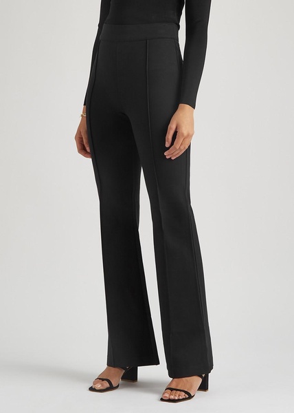 Black stretch-jersey flared-leg trousers