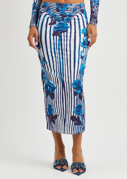 Flower Body Morphing stretch-jersey midi skirt 