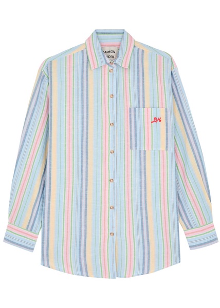 Skyla striped cotton-blend shirt 