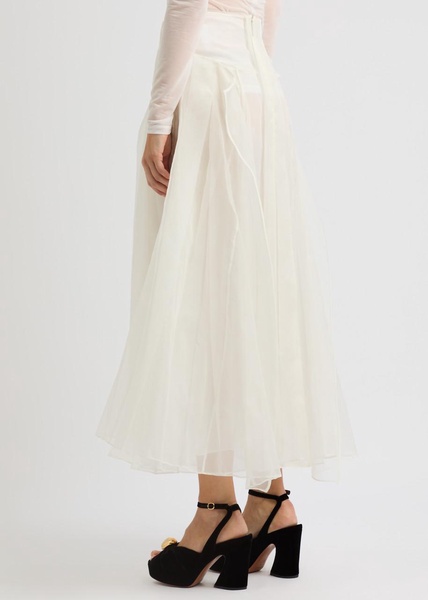 Mae panelled silk-organza midi skirt