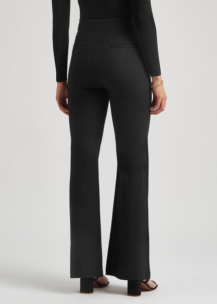 Black stretch-jersey flared-leg trousers