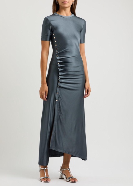 Ruched satin-jersey maxi dress 