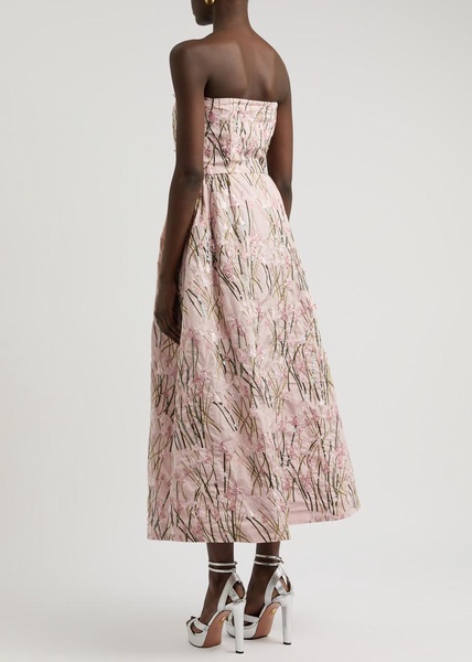 Dette strapless floral-embroidered taffeta midi dress