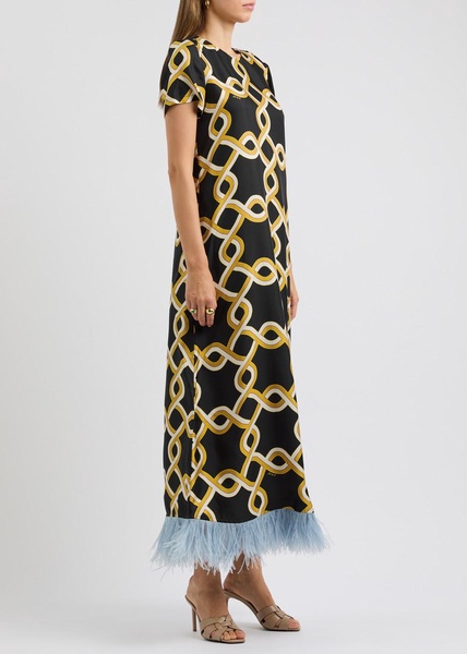 Swing printed silk-satin maxi dress 