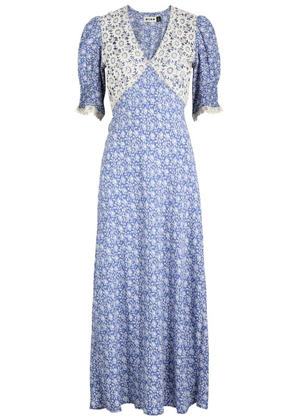 Olga lace-trimmed floral-print maxi dress 