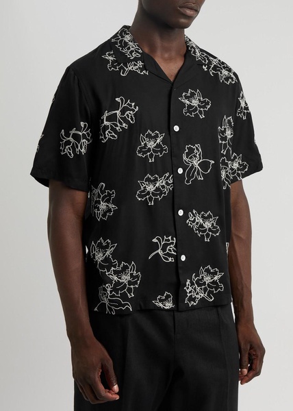 Avery Resort floral-embroidered twill shirt