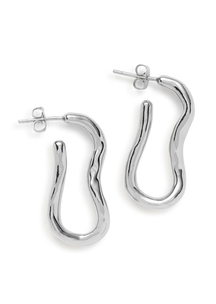 Molten Ovate silver-plated hoop earrings