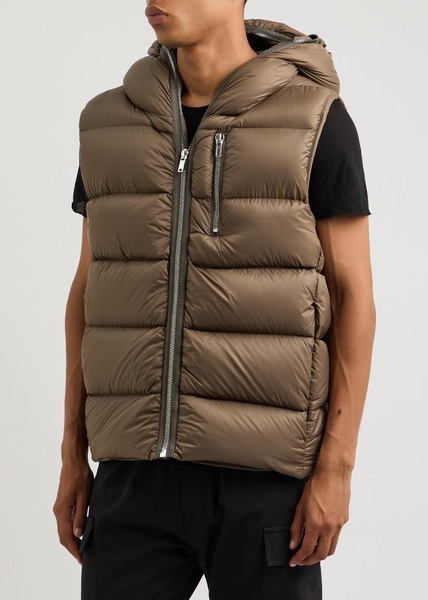 Hooded quilted nylon gilet 