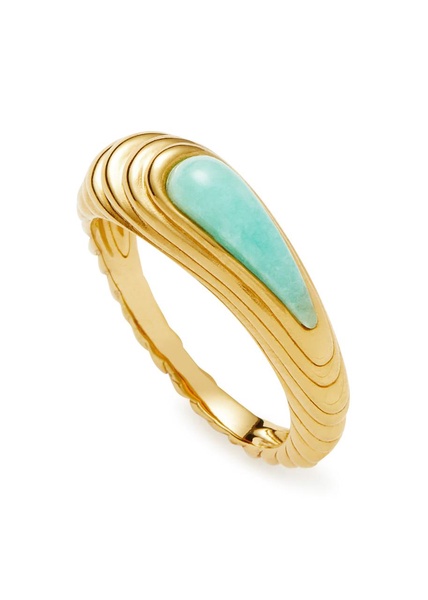 Wavy Ridge 18kt gold vermeil ring 