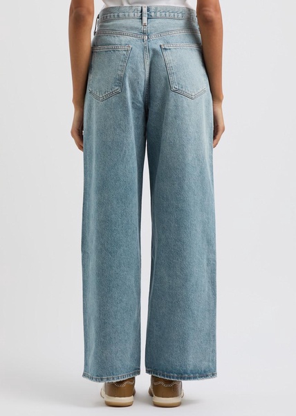 Low Slung Baggy distressed wide-leg jeans