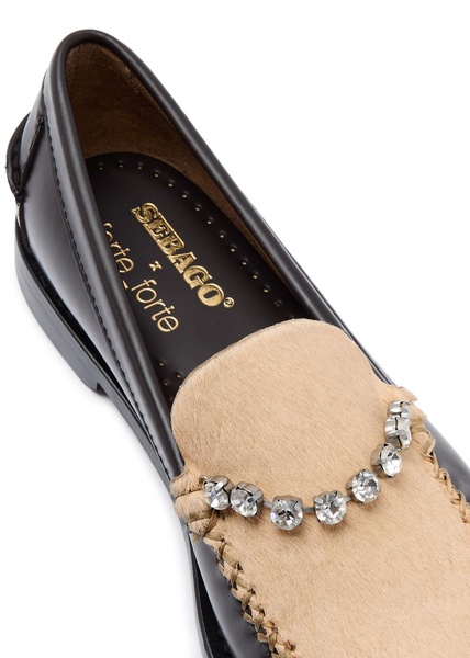 X Sabago crystal-embellished leather loafers