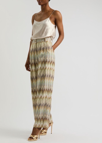 Zigzag metallic-knit trousers 