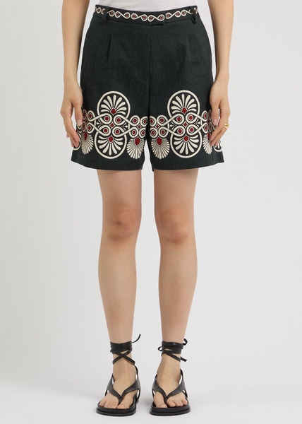 Boyfriend printed woven cotton shorts 