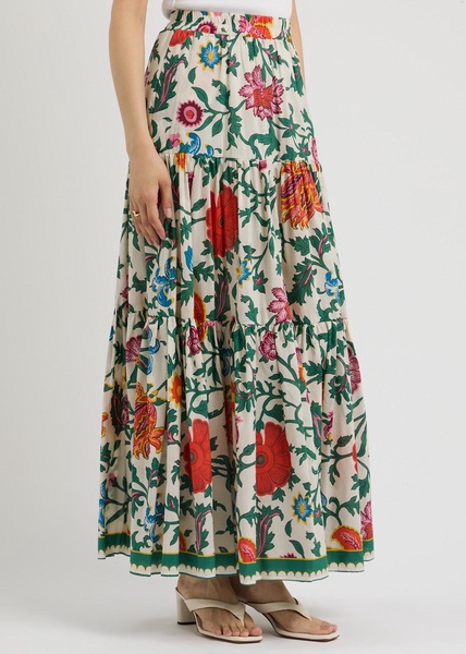 Big floral-print cotton-blend maxi skirt 