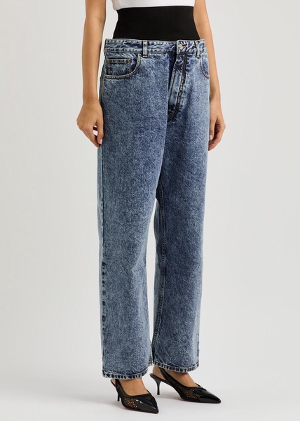 Layered straight-leg jeans 