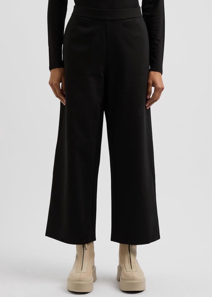 Cropped wide-leg jersey trousers