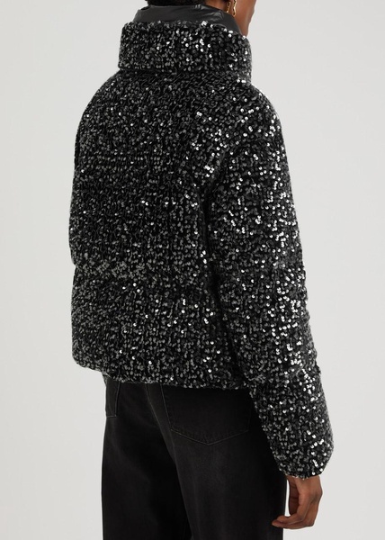 Sequin-embellished quilted velvet coat