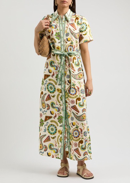 Arcade Printed Cotton Poplin Maxi Shirt Dress