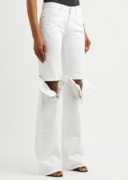 Open-knee straight-leg jeans 