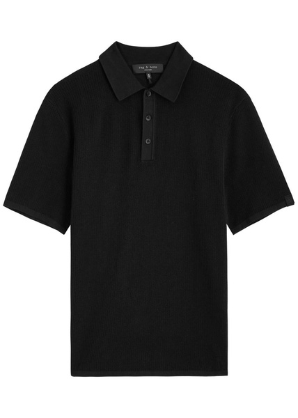 Harvey open-knit cotton-blend polo shirt