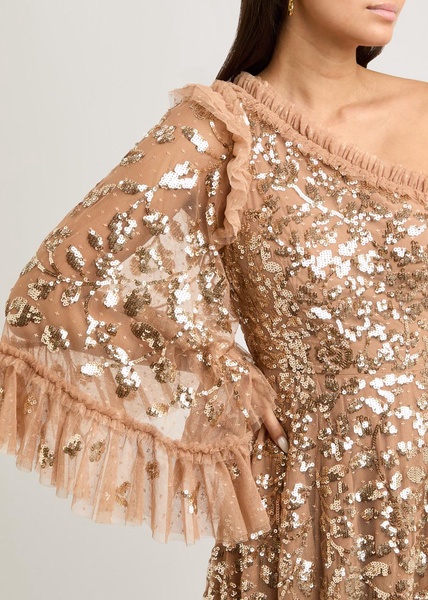 Falling Leaves one-shoulder sequin gown