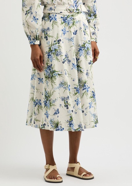 Arwen floral-print cotton midi skirt 