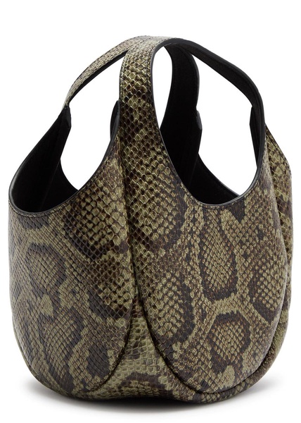 Swipe mini python-effect leather bucket bag 