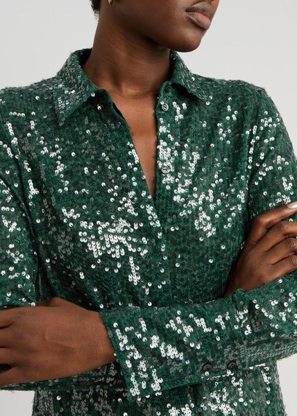 Sequin-embellished chiffon shirt