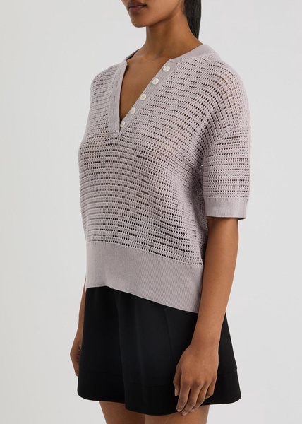 Callie open-knit cotton top 