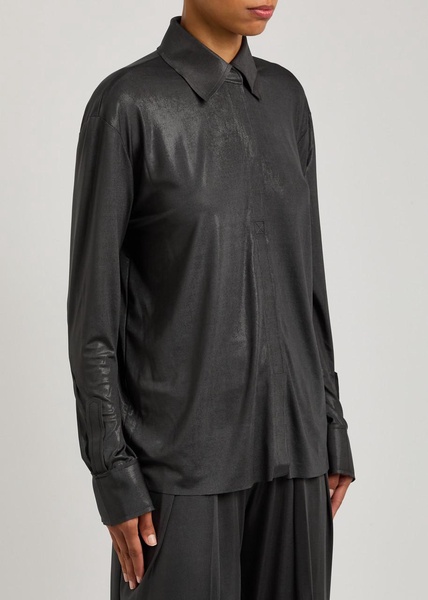 Coated stretch-jersey shirt