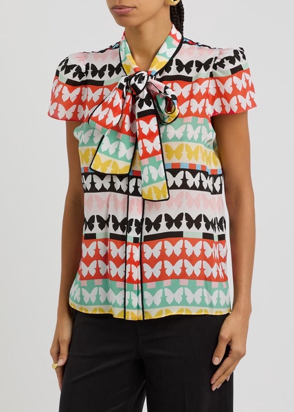 Jeannie printed silk-chiffon blouse