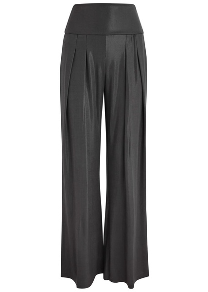 Coated stretch-jersey trousers