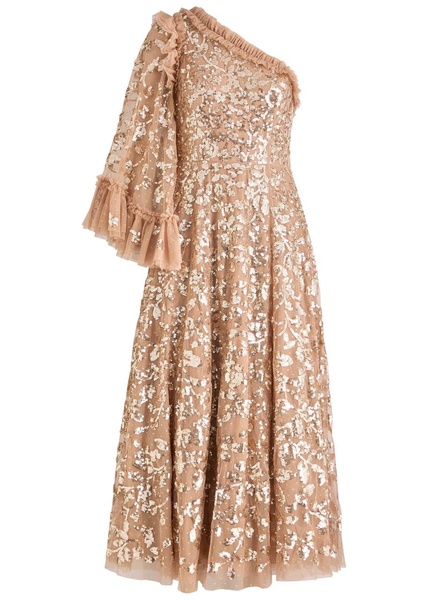 Falling Leaves one-shoulder sequin gown