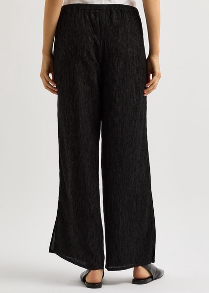 Wide-leg pleated trousers