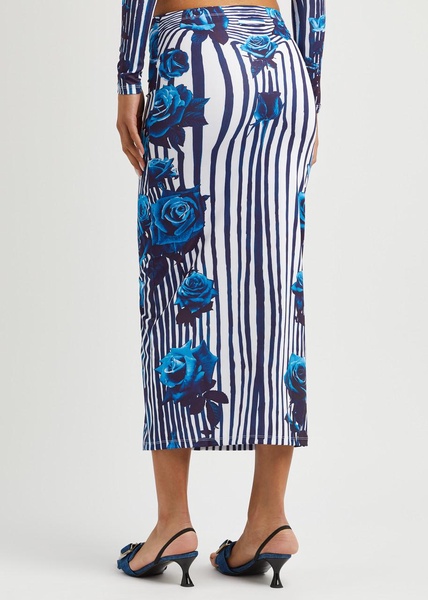 Flower Body Morphing stretch-jersey midi skirt 