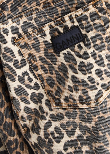 Leopard-print straight-leg jeans 