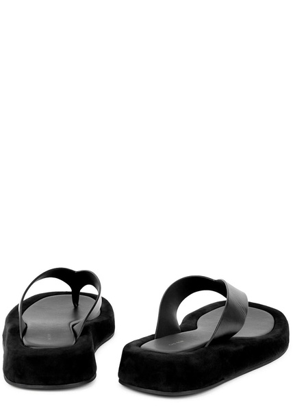 Ginza black leather flip flops