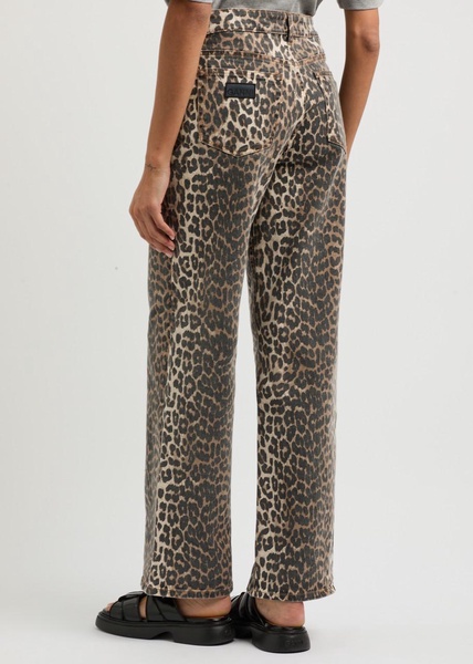 Leopard-print straight-leg jeans 