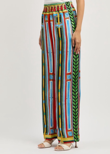 Le Palais En Fleur printed silk trousers