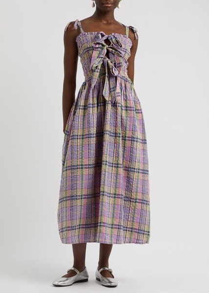 Hattie checked cotton midi dress