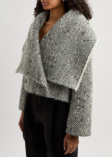 Herringbone curly wool-blend jacket