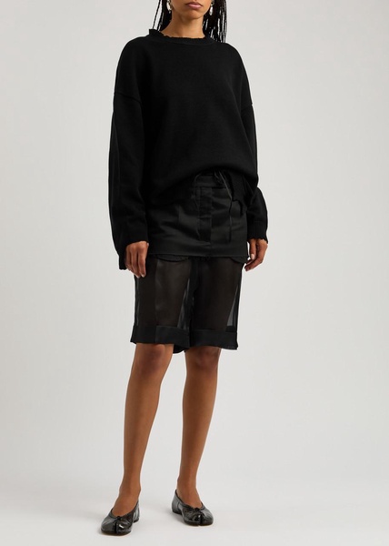 Layered silk-organza shorts