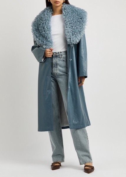 Blake faux fur-trimmed faux leather coat