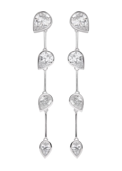 Crystal-embellished rhodium-plated drop earrings 