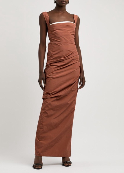 Raf gathered taffeta maxi dress 